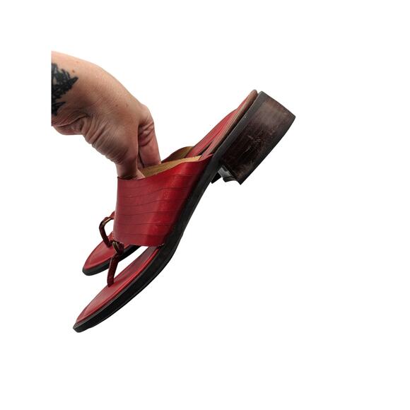 CLARKS Red Bendables Women's slides wedge leather Sandals 9.5M Office Casual - Picture 4 of 7